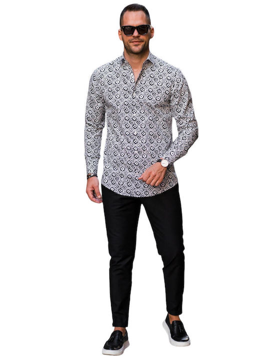 Vittorio Langärmlig Baumwolle Hemd Polka Dot Black