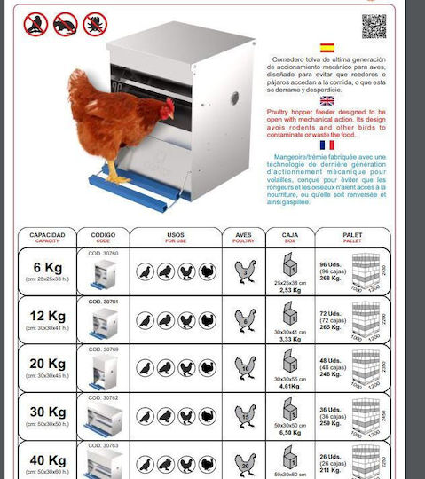 Copele Automatic Metal Feeder for Chickens and Poultry 41cm.