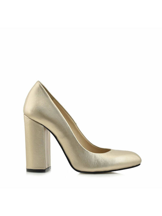 Aris Tsoubos Leder Pumps mit Chunky hohem Absatz Beige