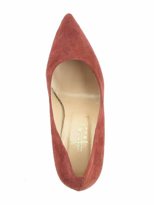 Leder Pumps mit hohem Absatz Burgundisch