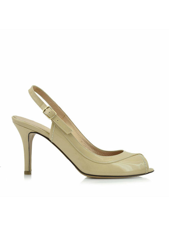 Aris Tsoubos Patent Leather Women's Sandals Beige