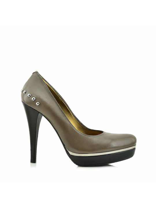 Albano Leather Gray High Heels