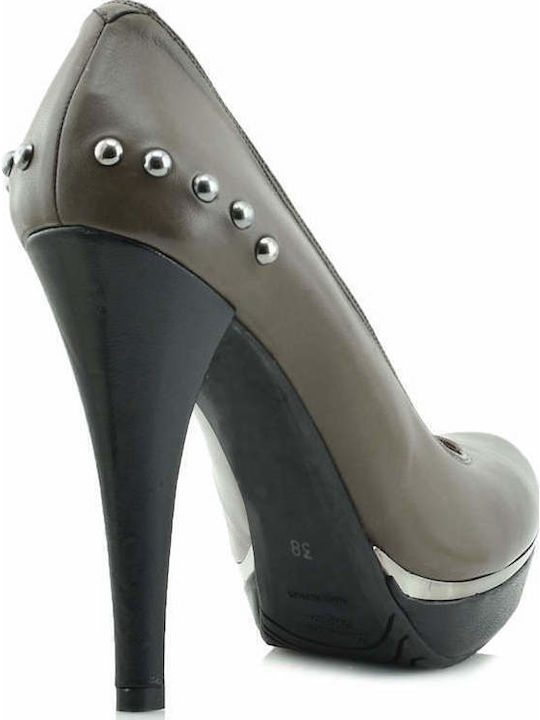 Leather Gray High Heels