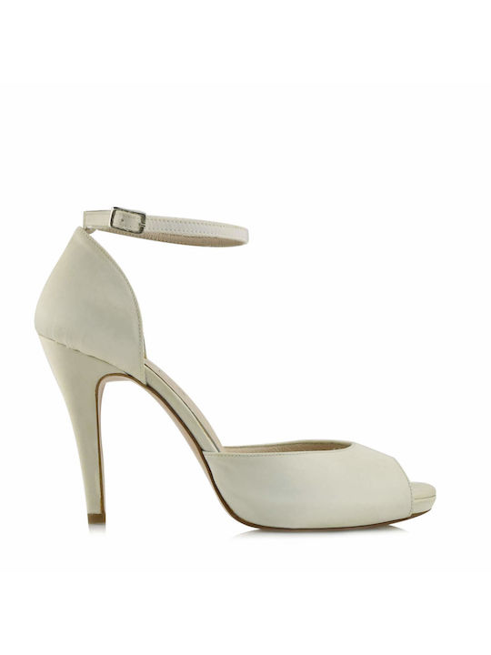 Aris Tsoubos Fabric Women's Sandals with Ankle Strap White