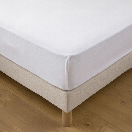 La Redoute Interieurs Double Terry Mattress Cover Fitted White 140x190cm