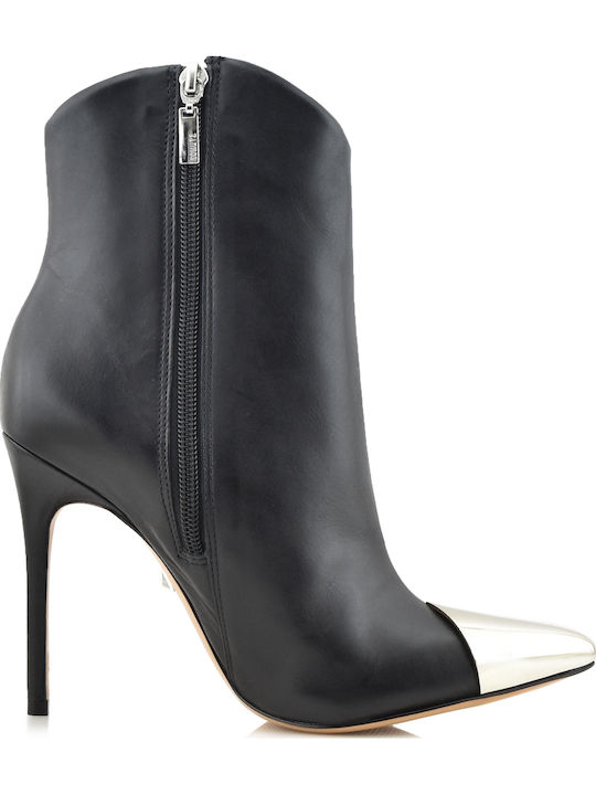 Leder Stiefeletten Damen Schwarz