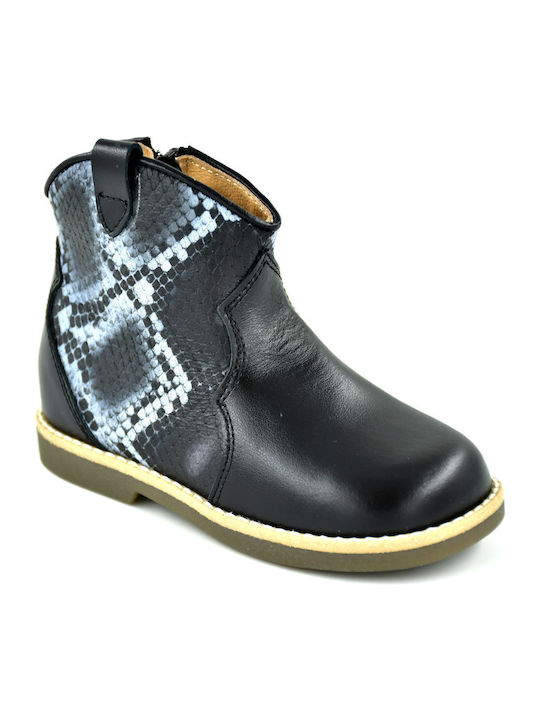 Lederne Kinderstiefeletten Schwarz