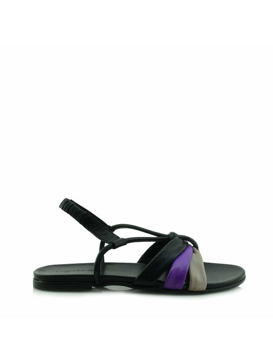 Voyage Leather Women's Flat Sandals in Black Color