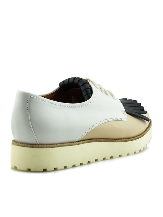 Δερμάτινα Γυναικεία Oxfords σε Λευκό Χρώμα