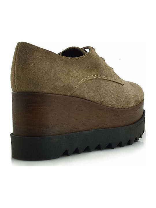 Women's Suede Oxford Shoes Khaki