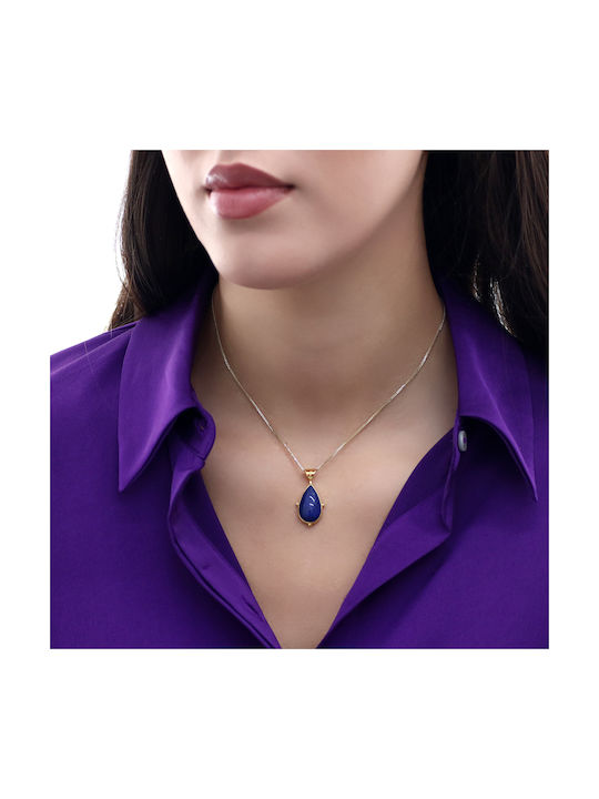 Lapis Lazuli Necklace with design Tear from Gold 18k