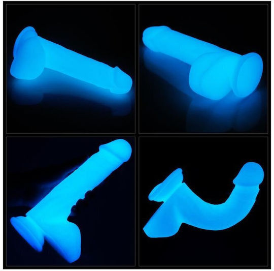 Lovetoy Lumino Play Ρεαλιστικό Dildo με Όρχεις και Βεντούζα Μπλε 20cm