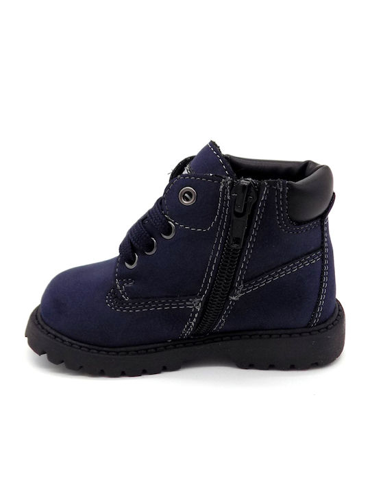 Lederne Kinderstiefeletten mit Reißverschluss Blau