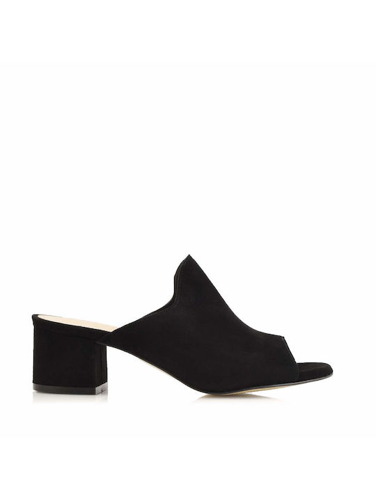 Aris Tsoubos Leder Mules mit Chunky Niedrig Absatz in Schwarz Farbe