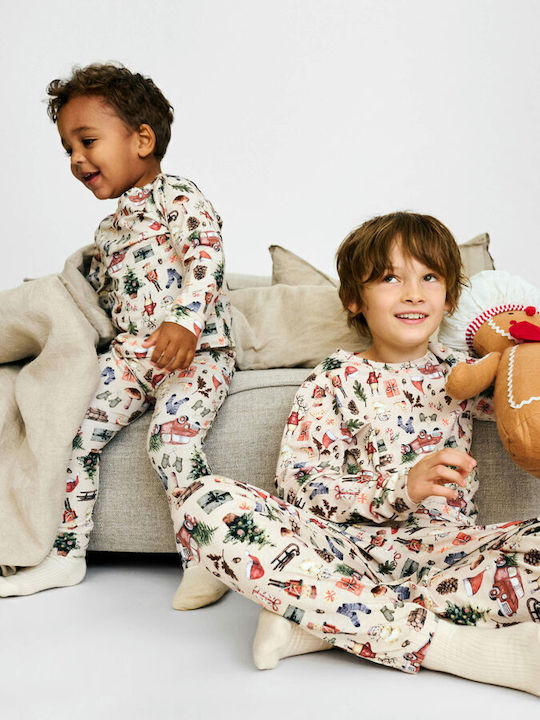 Name It Pijama pentru copii De iarnă Din bumbac Beige