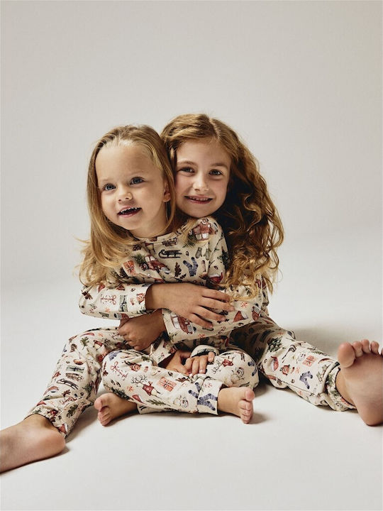 Name It Pijama pentru copii De iarnă Din bumbac Beige