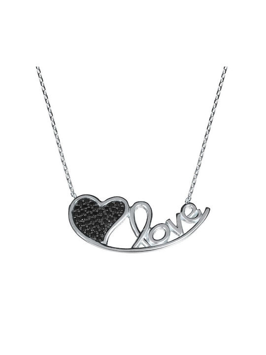 Verorama Necklace with design Heart from Gold Plated Silver with Zircon