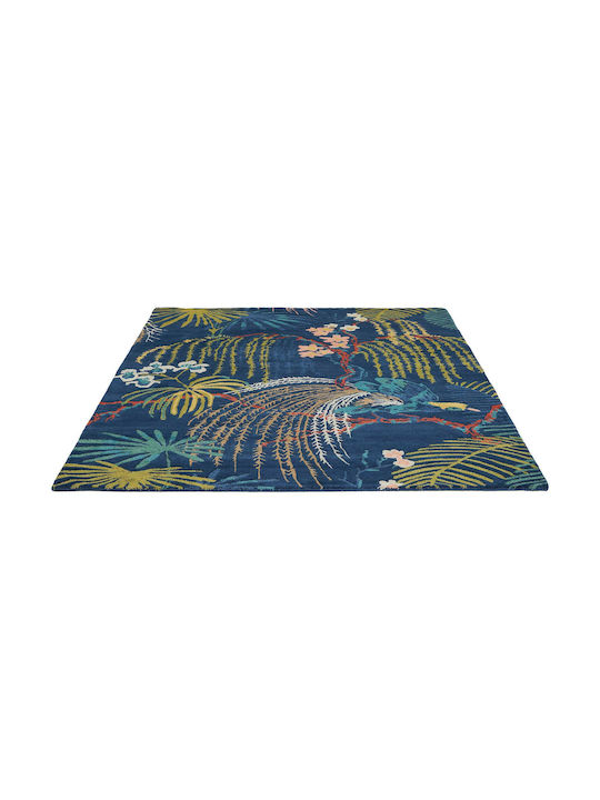 Rain Forest Handmade Rug Rectangular Blue