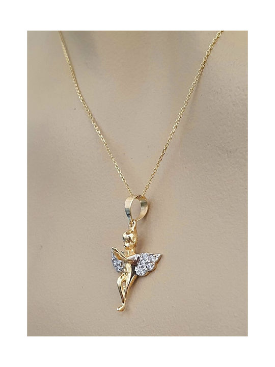 Papadopoulos Gold Necklace with design Angel from Gold 14K