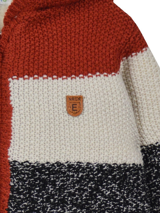 Kinderstrickjacke Baumwolle mit Kapuze Kaffee