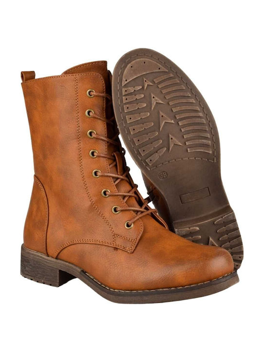 Yfantidis Women's Combat Boots Tabac Brown