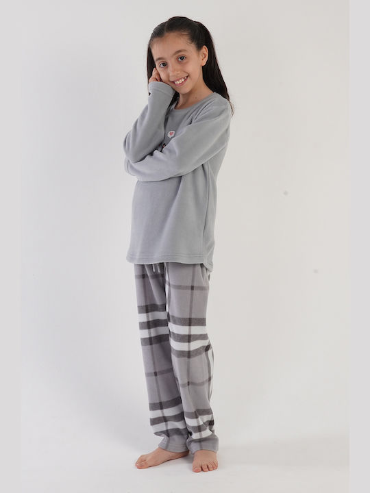 Vienetta Secret Kids Pyjamas Winter Fleece Light grey