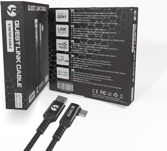 Meta Quest USB 3.2 Кабел USB-C мъжки - USB-A Черен 5m VVR.K5M2.OCULUSLINK.CABLE.USB.A.3.2