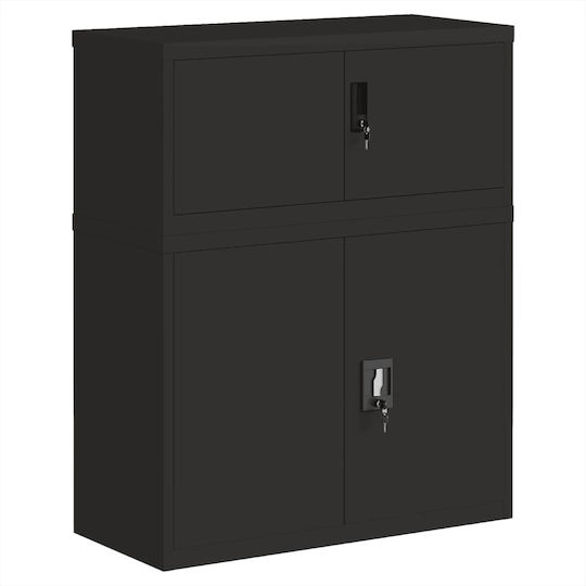 Office Storage Metal Cabinet Black L90xW40xH110cm