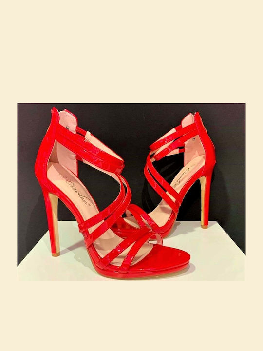 Leder Sandalen Rot