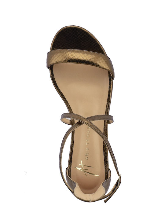 Leder Flache Sandalen für Damen in Braun Farbe