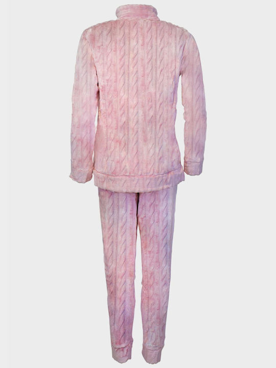 G Secret Χειμερινό Γυναικείο Σετ Πιτζάμας Fleece BABY PINK