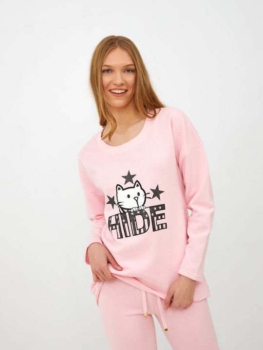 Harmony De iarnă Pentru Femei De bumbac Bluză Pijamale Roz