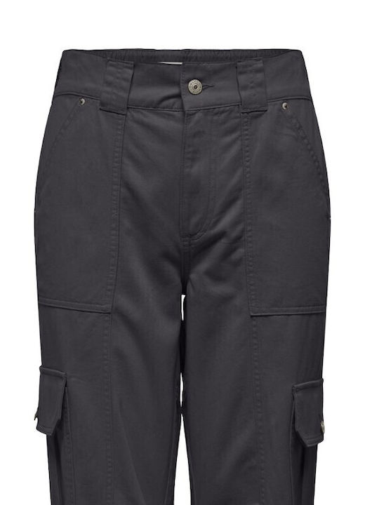 Only Women's Cotton Cargo Trousers with Elastic ANTHRACITE (PHANTOM)