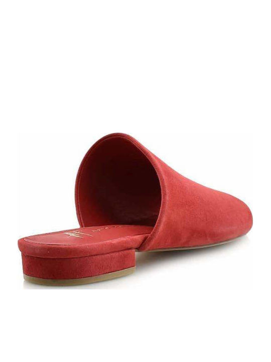 Flat Δερμάτινα Mules σε Κόκκινο Χρώμα