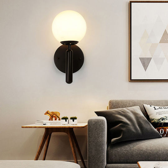 Globobox Lamp Wall with Socket E27 Black 14x20x36cm