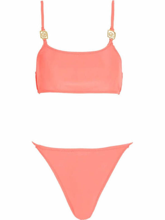 Bikini Set Triangle Top & Slip Bottom Gigi with Adjustable Straps Coral