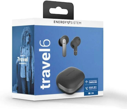 Energy Sistem Travel 6 In-ear Bluetooth Handsfree Ακουστικά με Θήκη Φόρτισης Μαύρα