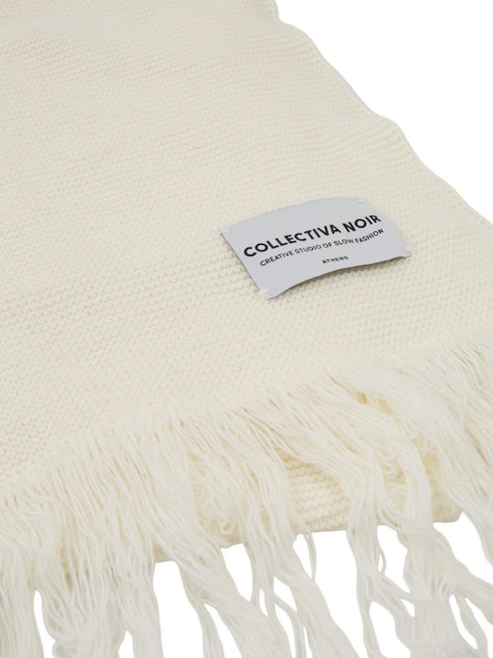 Collectiva Noir Women's Wool Scarf White