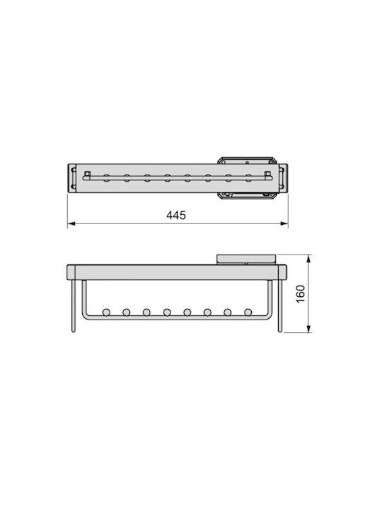 Emuca Wall Hanger Plastic 8 Hooks Brown 44.5x16cm
