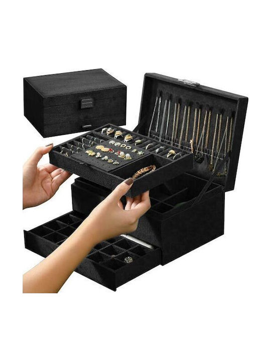 Jewellery Box Black 24.5x17.5x11.5cm