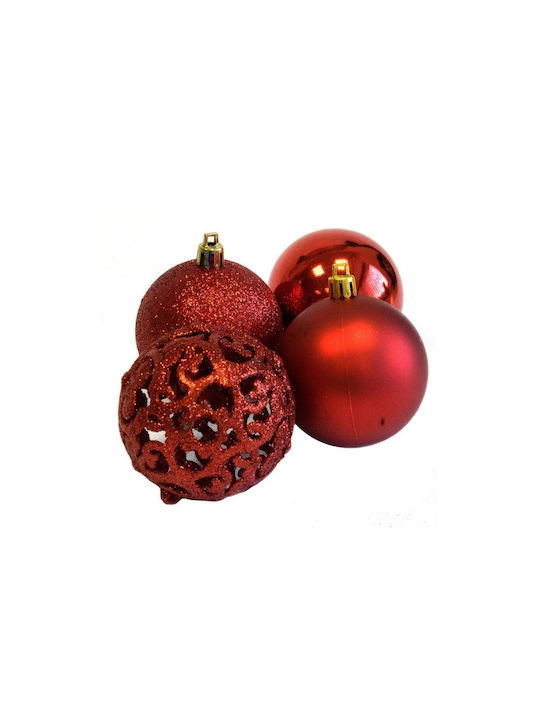 Ornament suspendat Glob Plastic Roșu Set 100buc
