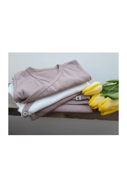 Nanaf Organic Set Body pentru Bebeluși Lenjerie Mâneci scurte Vintage Rose