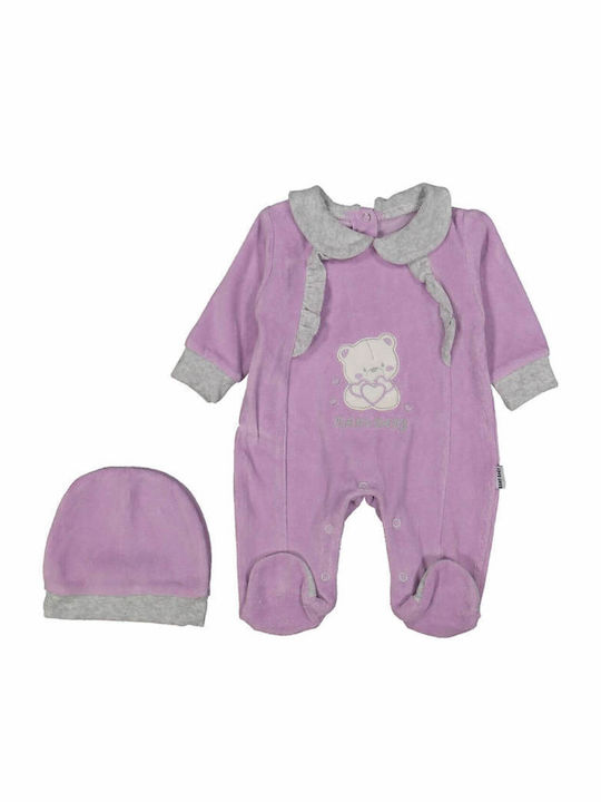 Annora Baby Set Baby Strampler Samt Flieder