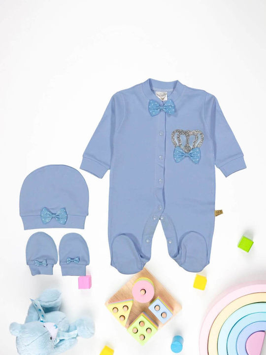 Annora Baby Set Body pentru Bebeluși Mânecă lungă Albastru deschis 3buc
