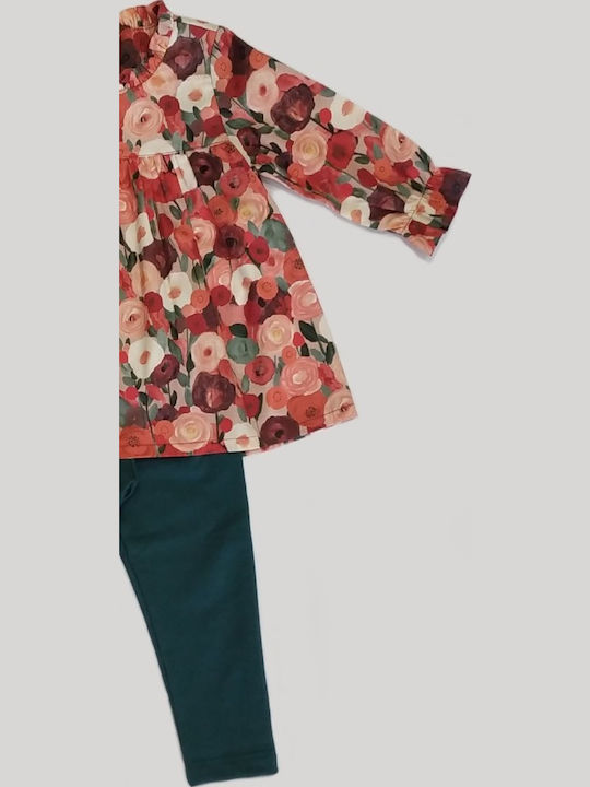 Kids' Set with Leggings Winter 2pcs floral/ green