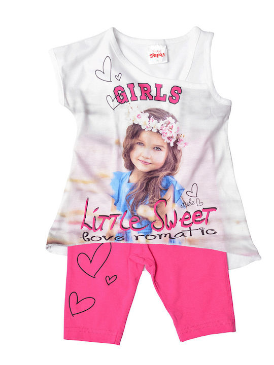 Kinder-Set mit Leggings Sommer 2Stück Weiß