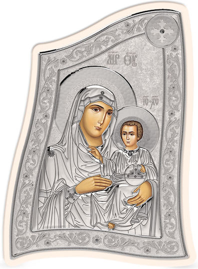 Slevori Heiligenikone Gottesmutter mit Kind Silber 15x21cm