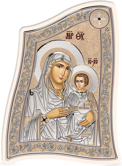 Slevori Heiligenikone Gottesmutter mit Kind Silber 15x21cm