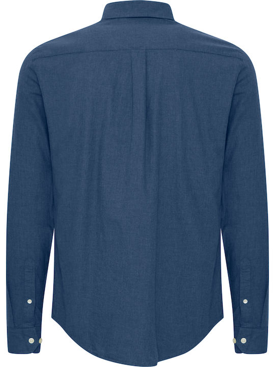 Long-sleeved Cotton Shirt Dark Navy Melange