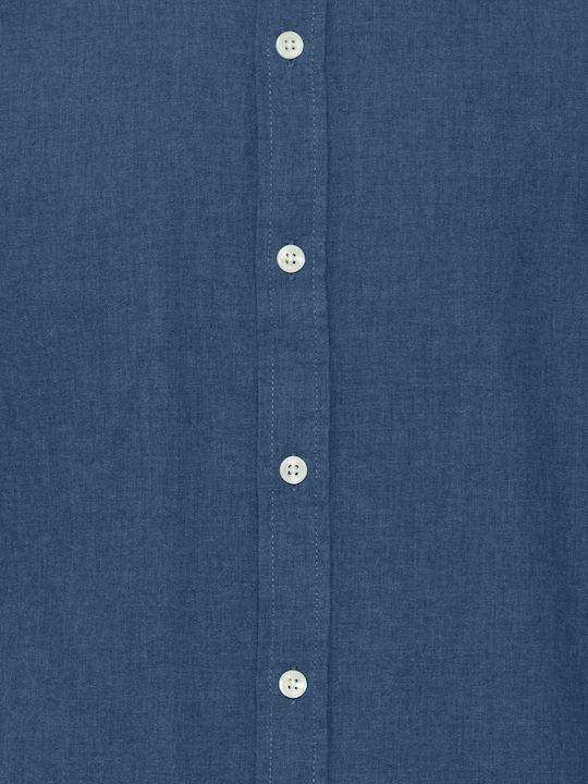 Long-sleeved Cotton Shirt Dark Navy Melange